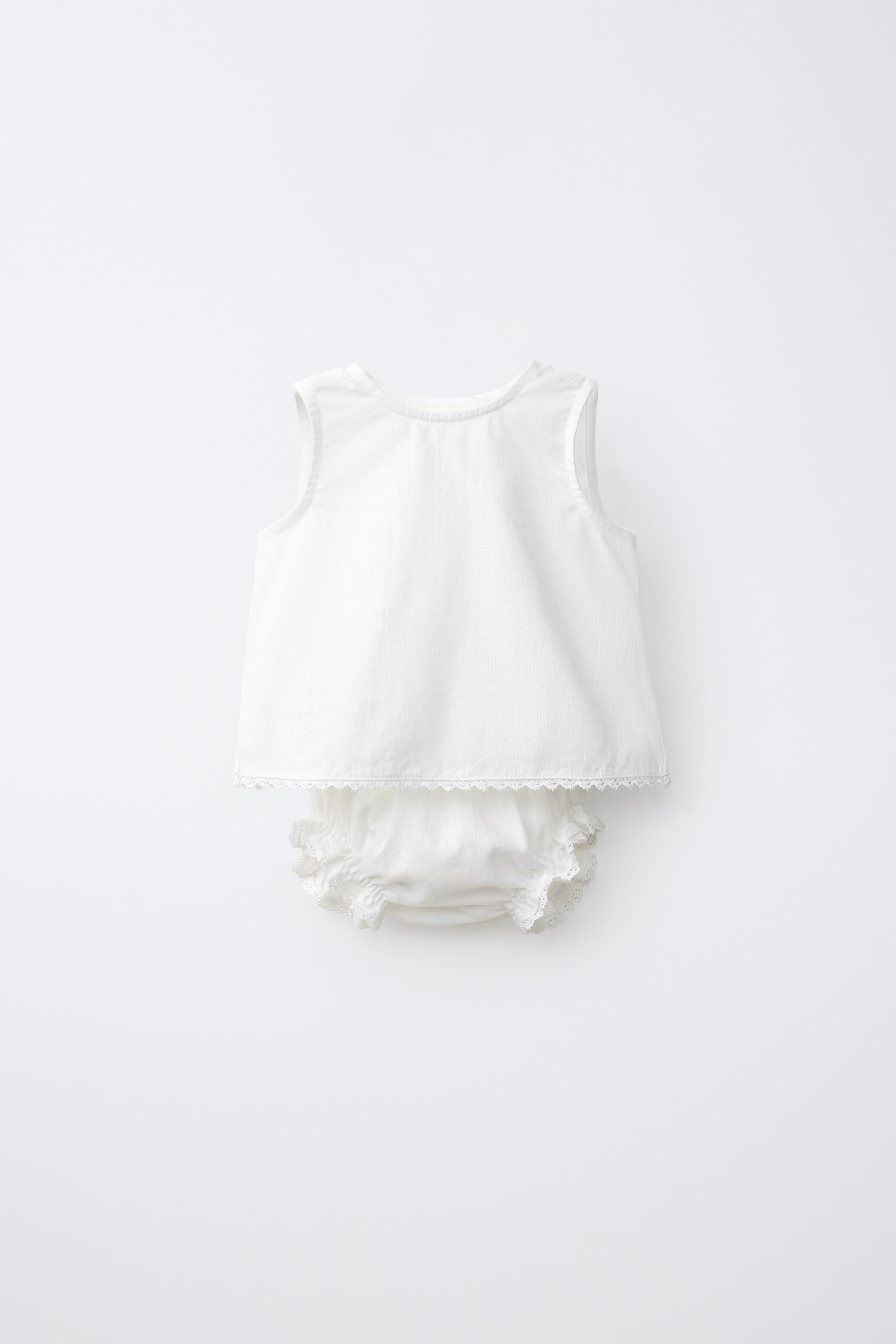 LINEN AND COTTON LACE BLOUSE BLOOMER SET